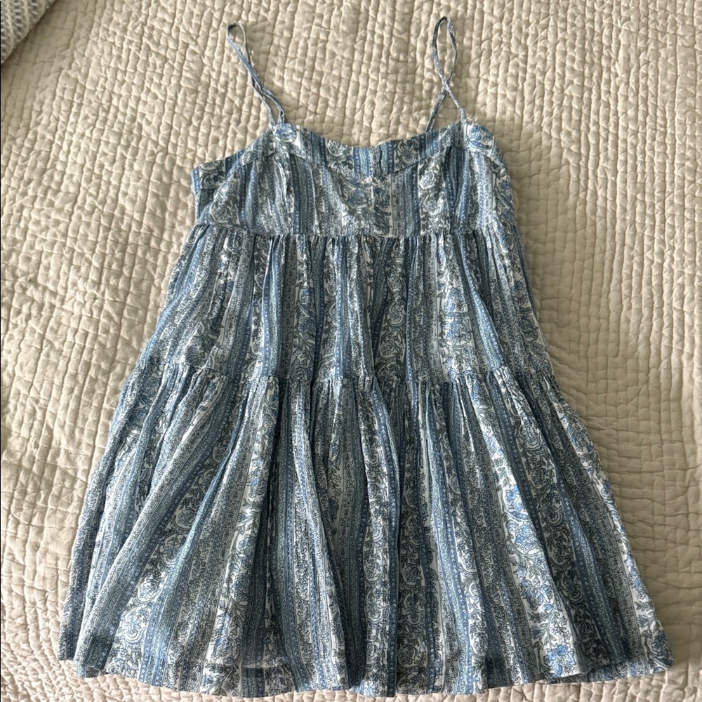 Blue and White Paisley Dress NWT